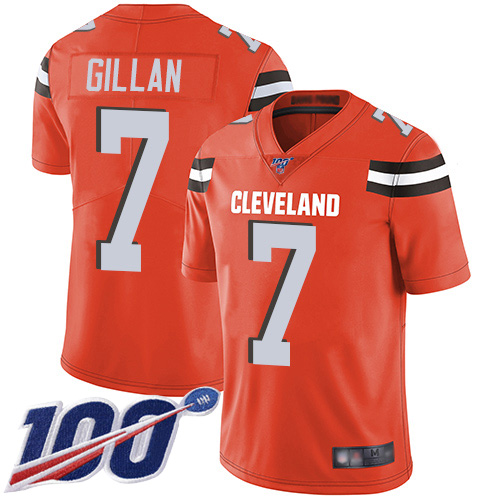 Cleveland Browns Jamie Gillan Men Orange Limited Jersey #7 NFL Football Alternate 100th Season Vapor Untouchable